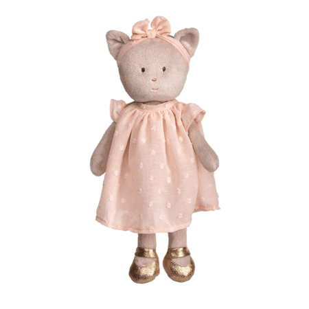 karo gattina di peluche grigia vestito pizzo rosa bukowski design ab 30cm