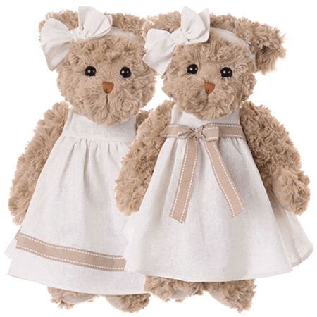 luna e marina orsette di peluche tortora vestito bianco bukowski design ab 40cm