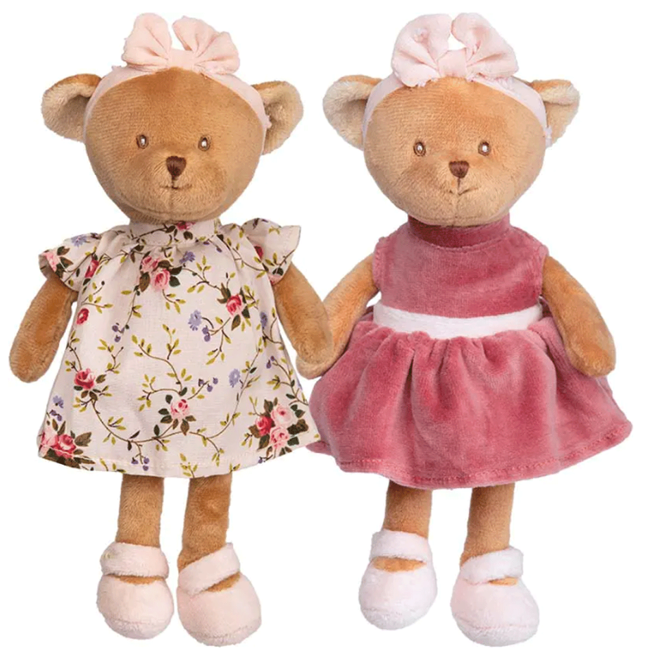baby meli orsetta peluche beige vestito fiori o fucsia bukowski design ab 15cm