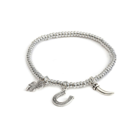 bracciale elastico ciondoli portafortuna placcato argento vestopazzo