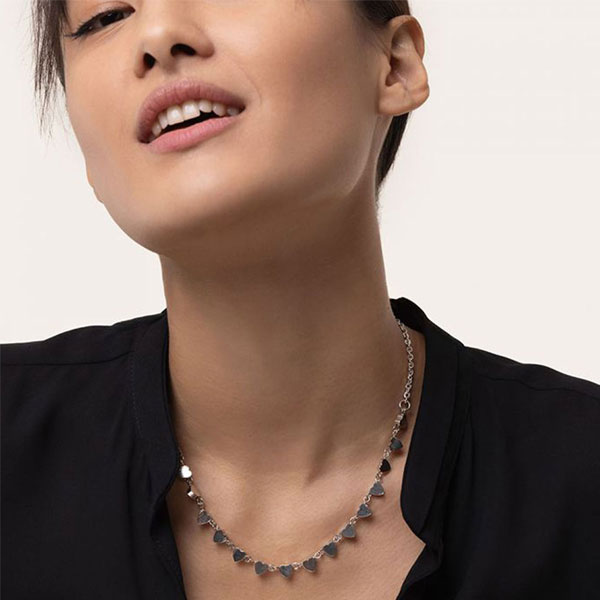 collana catena e cuori placcata argento vestopazzo donna
