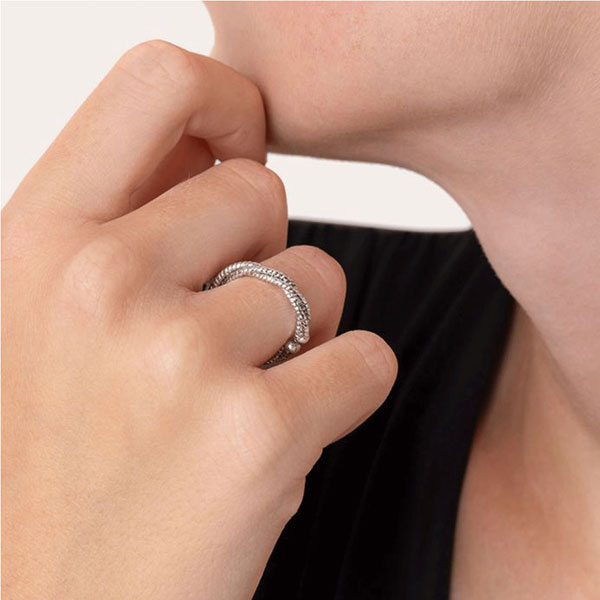 anello intrecciato luminoso placcato argento vestopazzo donna