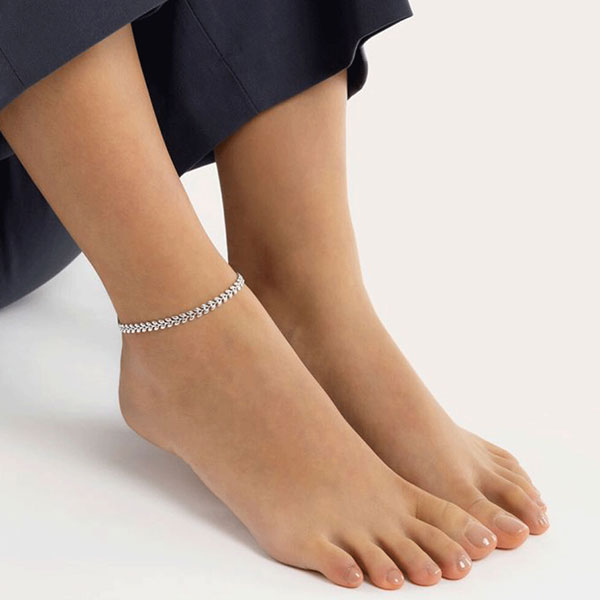 cavigliera catena effetto foglie placcata argento vestopazzo donna