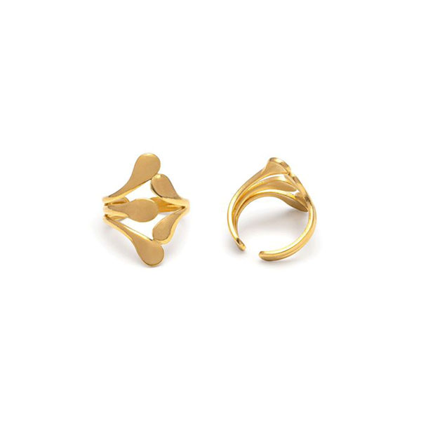 anello fascia gocce fluide acciaio placcato oro vestopazzo