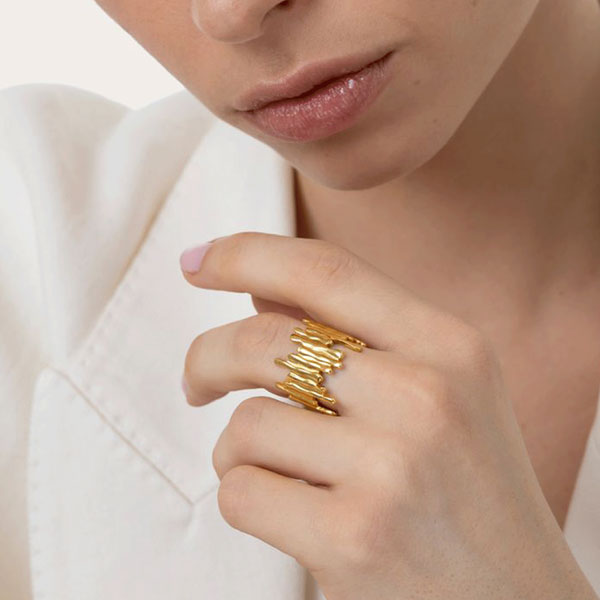 anello fascia lava acciaio placcato oro vestopazzo donna