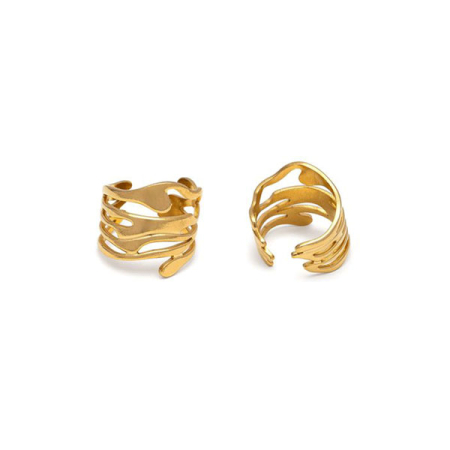anello fascia onde acciaio placcato oro vestopazzo