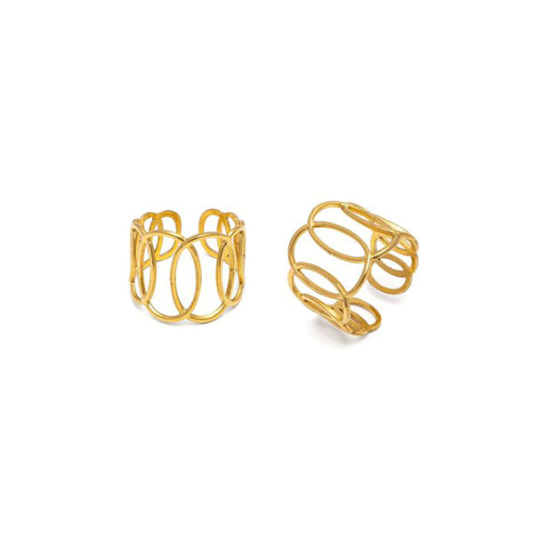 anello fascia ovali acciaio placcato oro vestopazzo