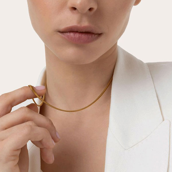 collana acciaio placcata oro serpente piatto vestopazzo donna