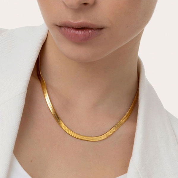 collana acciaio placcato oro serpente spesso vestopazzo donna