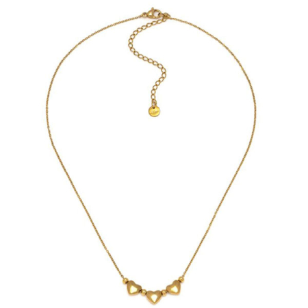 collana tris cuori acciaio placcato oro vestopazzo