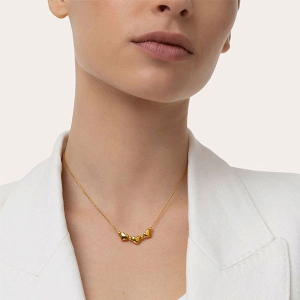 collana tris cuori acciaio placcato oro vestopazzo donna