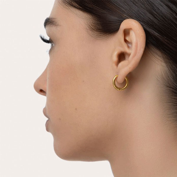 orecchini cerchietti texture serpente acciaio placcato oro vestopazzo donna