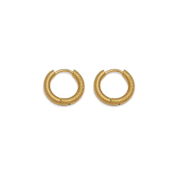 orecchini cerchietto mini acciaio placcato oro 1cm vestopazzo