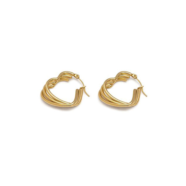 orecchini cuori intrecciati acciaio placcati oro vestopazzo