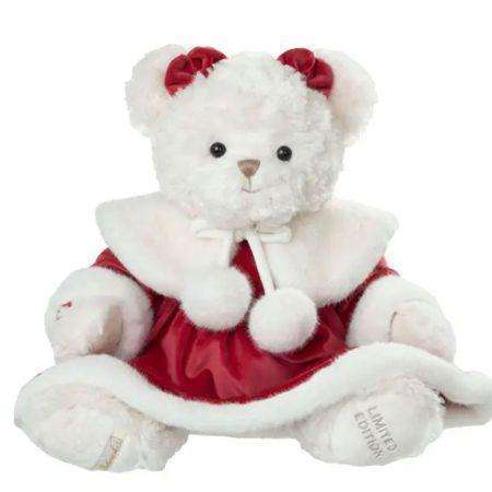 adriana grande orsetta di peluche bianca abito natale rosso bukowski design ab