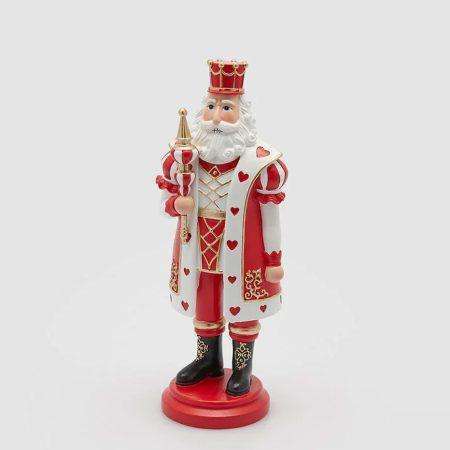 babbo natale in resina abito rosso bianco oro con cuori decorazione casa edg