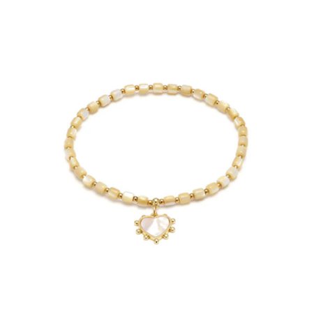 bracciale elastico cilindri ciondolo cuore madreperla vestopazzo