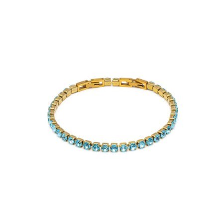 bracciale rigido acciaio oro zirconi acquamarina vestopazzo