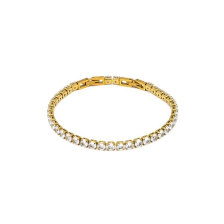 bracciale rigido acciaio oro zirconi cristallo vestopazzo