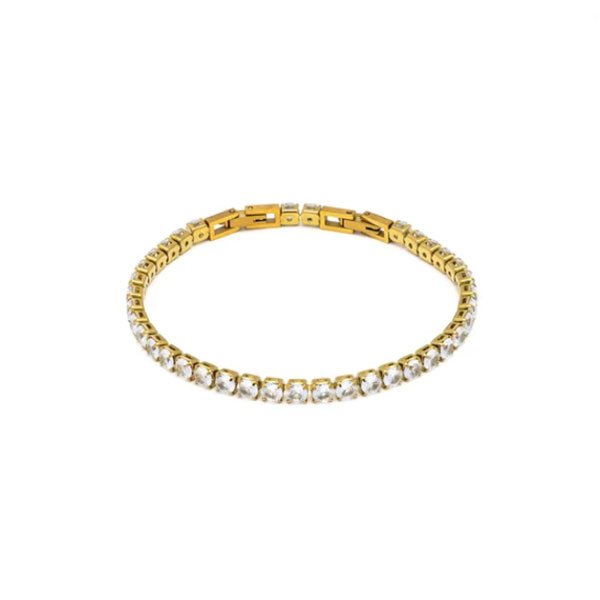 bracciale rigido acciaio oro zirconi cristallo vestopazzo