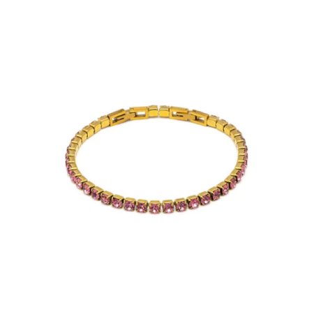 bracciale rigido acciaio oro zirconi rosa vestopazzo
