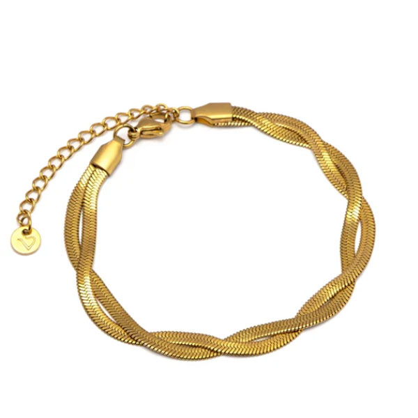bracciale snake intrecciato acciaio placcato oro vestopazzo
