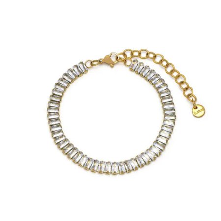 bracciale tennis acciaio dorato zirconi baguette cristallo vestopazzo