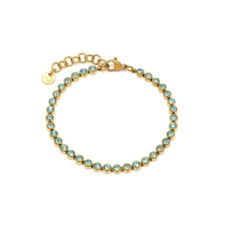 bracciale zirconi acquamarina acciaio oro vestopazzo