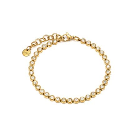 bracciale zirconi cristallo acciaio oro vestopazzo