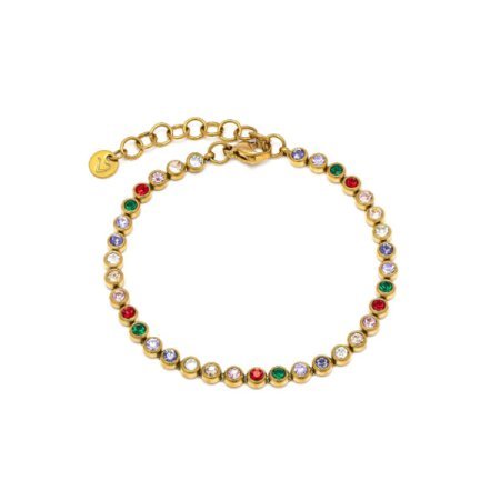 bracciale zirconi multicolor acciaio dorato vestopazzo