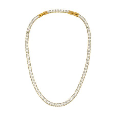 collana girocollo tennis acciaio dorato zirconi baguette cristallo vestopazzo
