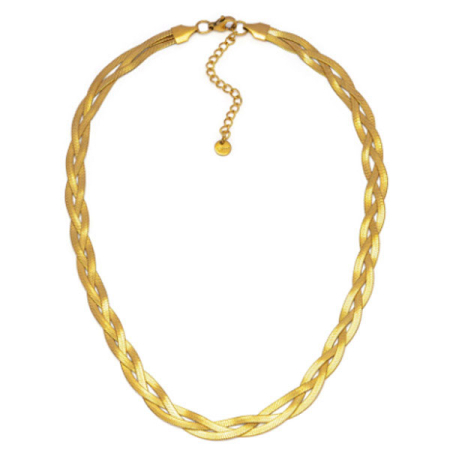 collana treccia piatta acciaio placcata oro vestopazzo