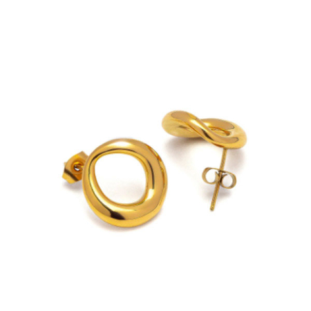 orecchini lobo circolari irregolari acciaio placcati oro vestopazzo