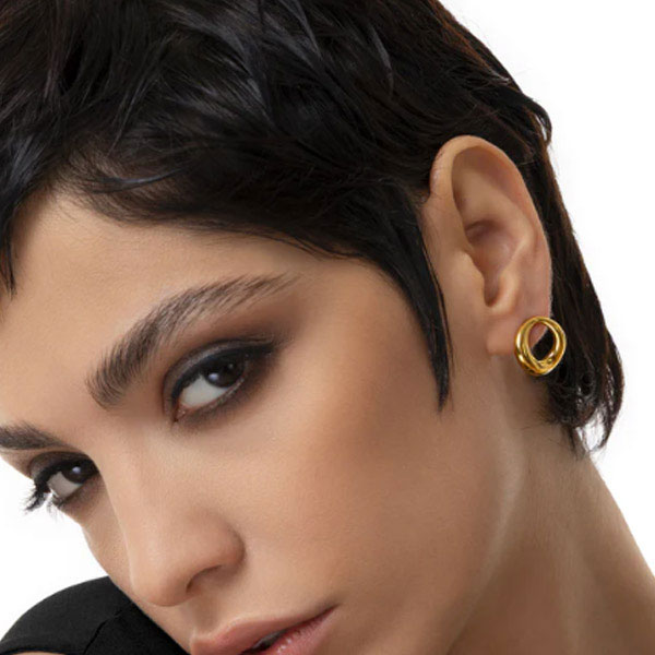 orecchini lobo circolari irregolari acciaio placcati oro vestopazzo donna