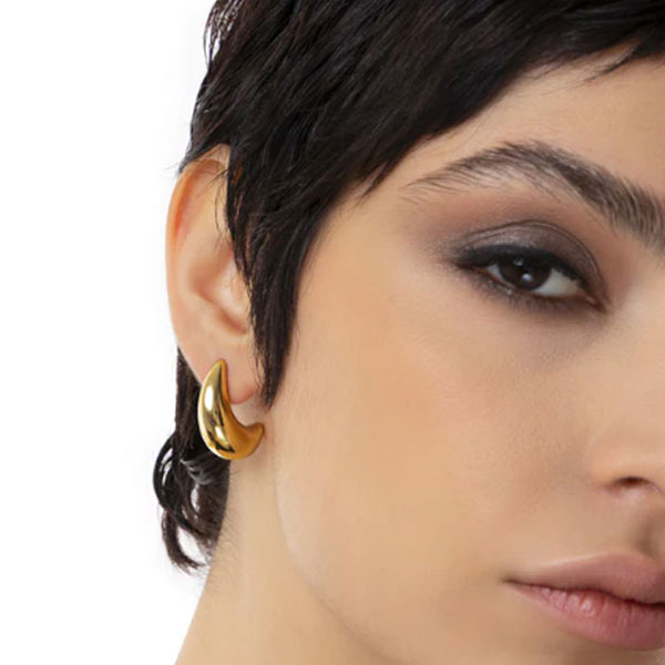 orecchini mezzaluna bombati acciaio placcati oro vestopazzo donna