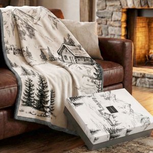 plaid bianco paesaggio di montagna san candido 130x160 daunex