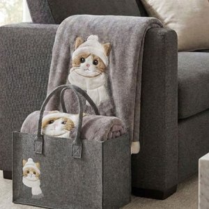 plaid in pile grigio micio coccolone daunex 130x160