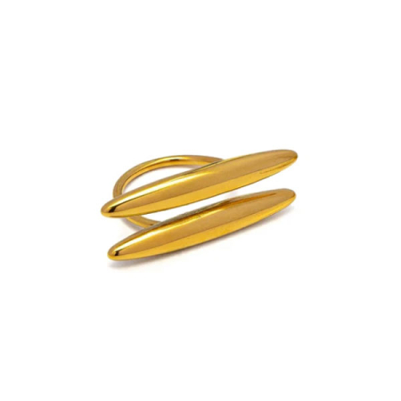 anello 2 barrette acciaio placcato oro vestopazzo