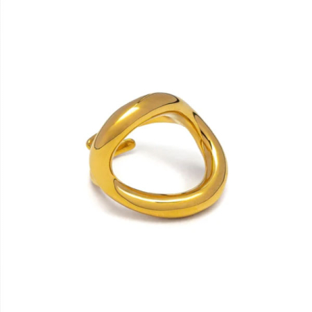 anello cerchio sinuoso acciaio placcato oro vestopazzo