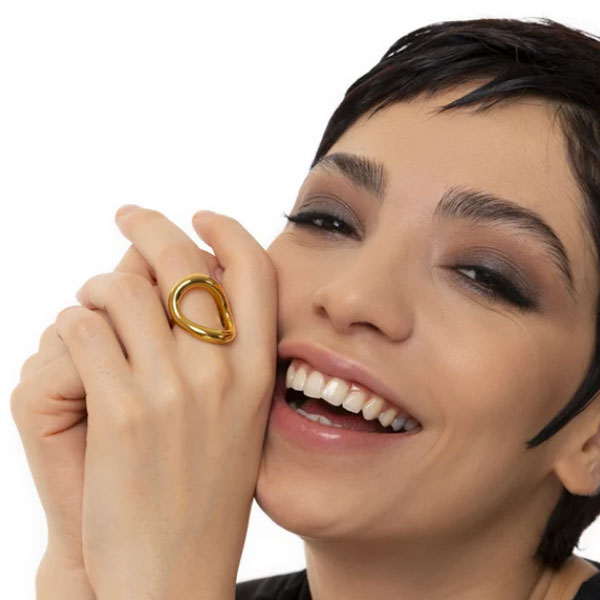 anello cerchio sinuoso acciaio placcato oro vestopazzo donna