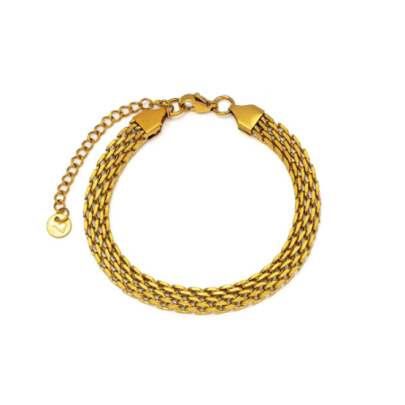 bracciale maglia rete acciaio placcato oro vestopazzo