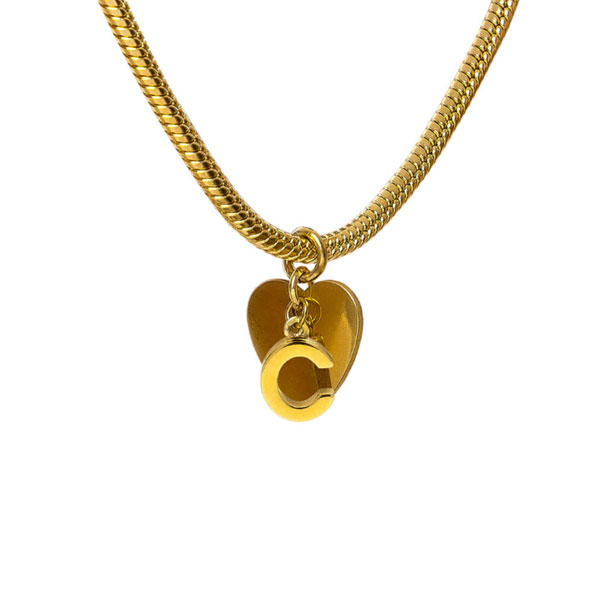 bracciale snake ciondolo lettera C e cuore acciaio placcato oro vestopazzo