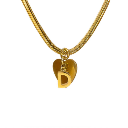 bracciale snake ciondolo lettera D e cuore acciaio placcato oro vestopazzo