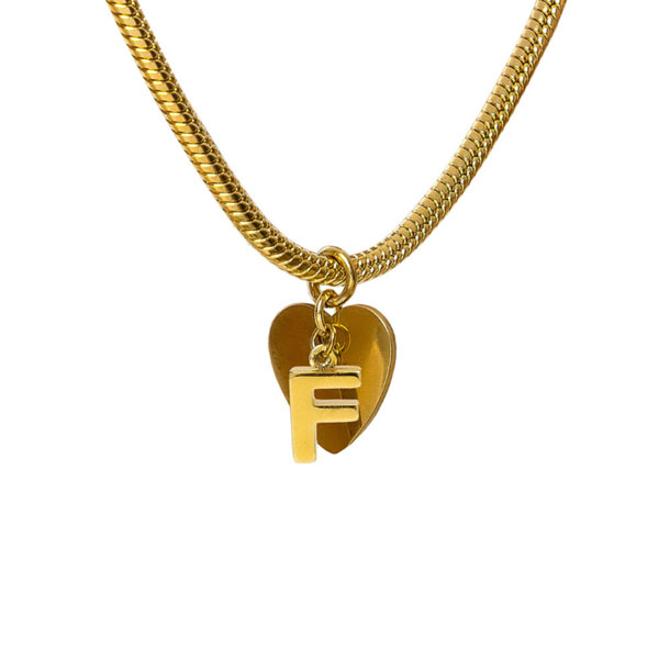 bracciale snake ciondolo lettera F e cuore acciaio placcato oro vestopazzo