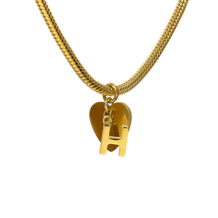 bracciale snake ciondolo lettera H e cuore acciaio placcato oro vestopazzo