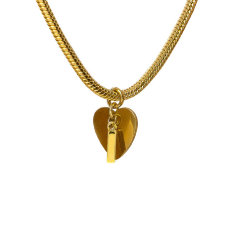 bracciale snake ciondolo lettera I e cuore acciaio placcato oro vestopazzo