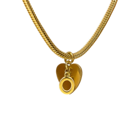 bracciale snake ciondolo lettera O e cuore acciaio placcato oro vestopazzo