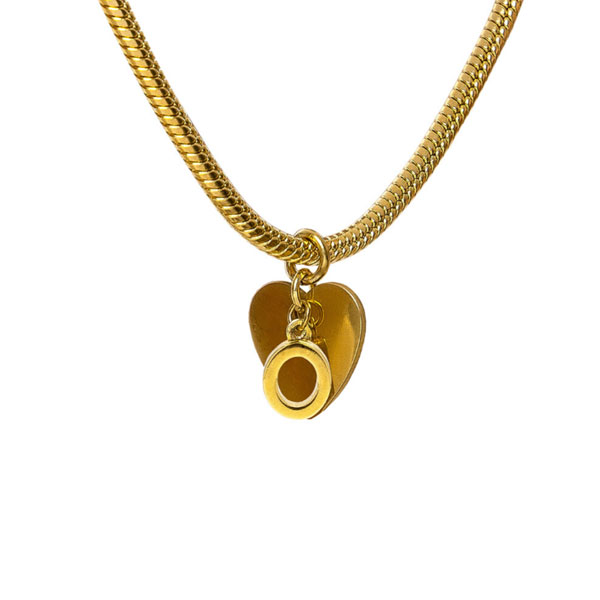 bracciale snake ciondolo lettera O e cuore acciaio placcato oro vestopazzo