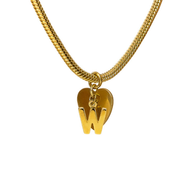 bracciale snake ciondolo lettera W e cuore acciaio placcato oro vestopazzo
