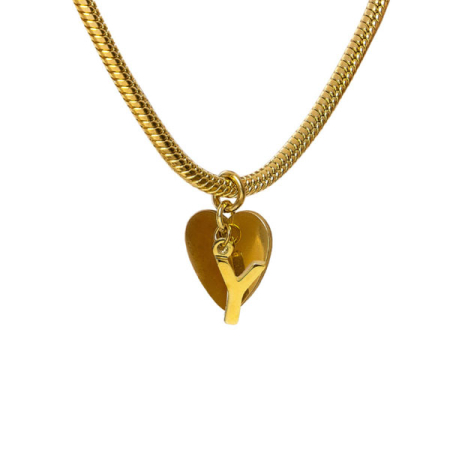 bracciale snake ciondolo lettera Y e cuore acciaio placcato oro vestopazzo